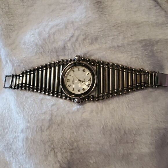 St. Bernard Industrial Fancy Metal Band Watch Silver Balls & Bars Punk Very Cool - Picture 3 of 10